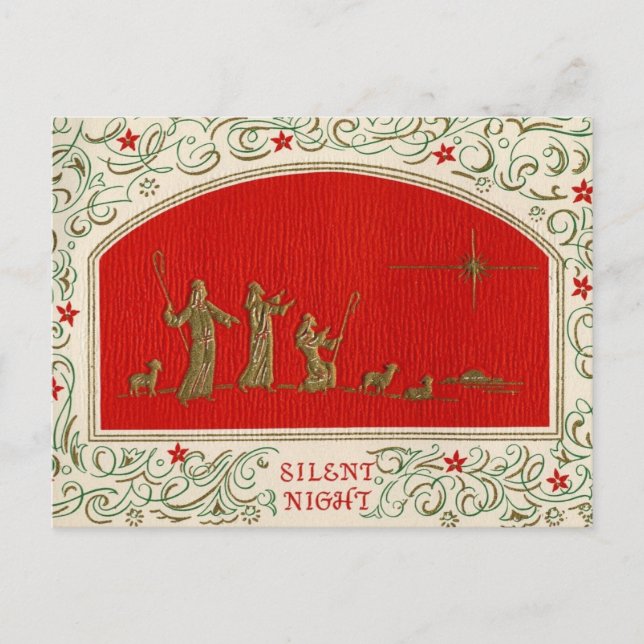 Cartão Postal Silent Night Christmas Vintage Postcard (Frente)