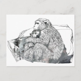 Cartão Postal Silhouette abstrato Macaque
