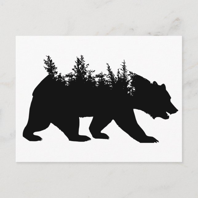 Cartão Postal Silhouette Black Forest Bear (Frente)