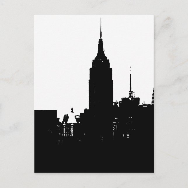 Cartão Postal Silhouette Black White New York (Frente)