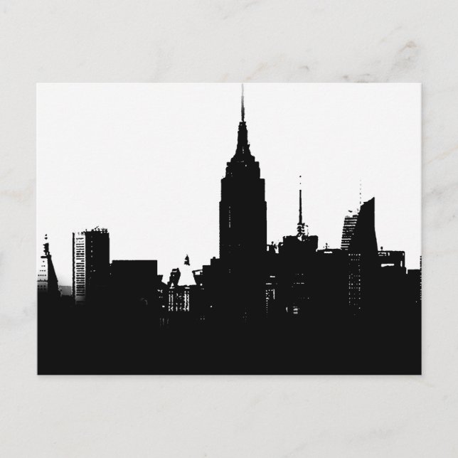 Cartão Postal Silhouette Black White New York (Frente)