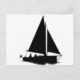 Cartão Postal Silhouette de Boat Preto