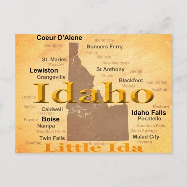 Cartão Postal Silhouette de Mapa do Orgulho Estatal de Idaho Env (Frente)