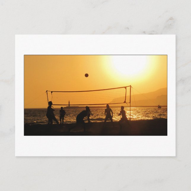 Cartão Postal Silhouette de Voleibol (Frente)