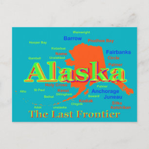 Cartão Postal Silhouette do Mapa do Orgulho do Alaska