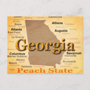 Cartão Postal Silhouette do Mapa do Orgulho Estatal da Geórgia 