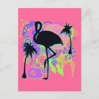 Cartão Postal Silhouette Flamingo Rosa
