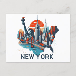 Cartão Postal Silhouette Skyline de Nova York