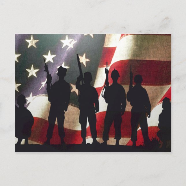 Cartão Postal Silhouette Soldier Militar Patriótica (Frente)