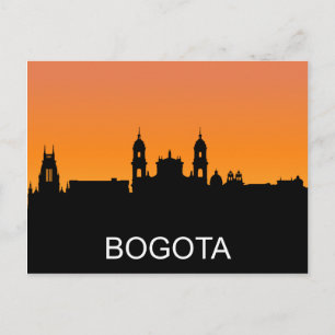 Cartão Postal Silhueta Bogota, ilustração do pôr do sol de ve