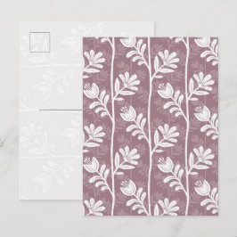 Cartão Postal Silhueta Botânica Rosa Mauve Floral Vintage