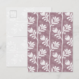 Cartão Postal Silhueta Botânica Rosa Mauve Floral Vintage