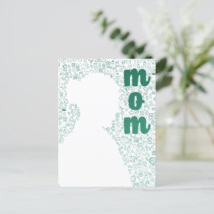 Cartão Postal Silhueta branca de uma mãe