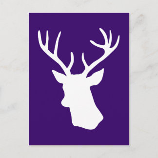 Cartão Postal Silhueta da Cabeça de Cervo Branco - Roxo Escuro