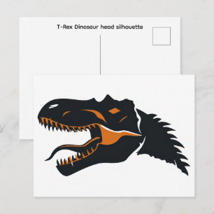 Cartão Postal Silhueta da cabeça do dinossauro T-Rex