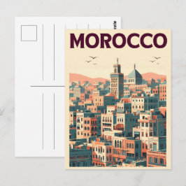 Cartão Postal silhueta da cidade antiga de Marrakesh com present