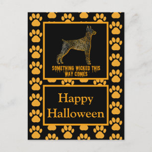 Cartão Postal Silhueta de cachorro Doberman Pinscher Feliz Hallo