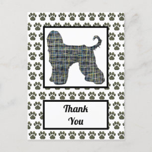 Cartão Postal Silhueta de Cão Afghan Hound Obrigado