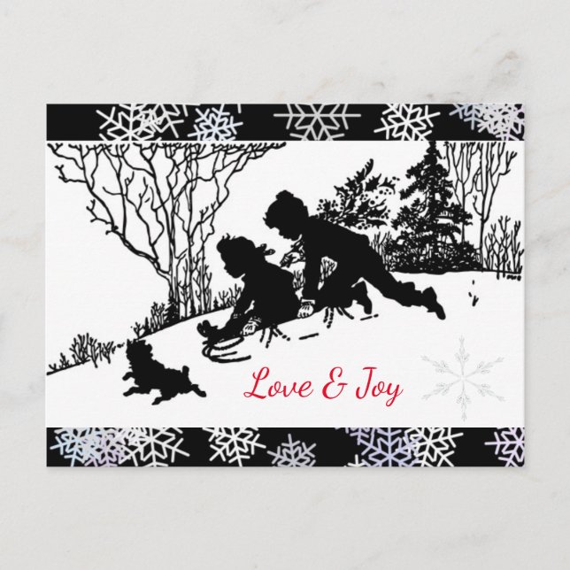 Cartão Postal Silhueta de Dormência/ Floco de Neve (Frente)