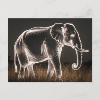 Cartão Postal Silhueta de elefante luminoso