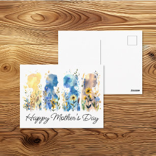 Cartão Postal Silhueta de Flor Silvestre Dia das Mães