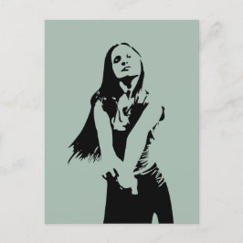 Cartão Postal Silhueta de Garota Dançando Preta Fashion