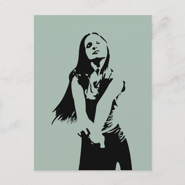 Cartão Postal Silhueta de Garota Dançando Preta Fashion (Frente)