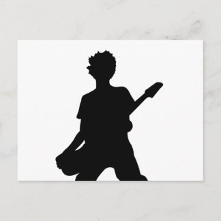 Cartão Postal Silhueta de Guitarrista - P&B