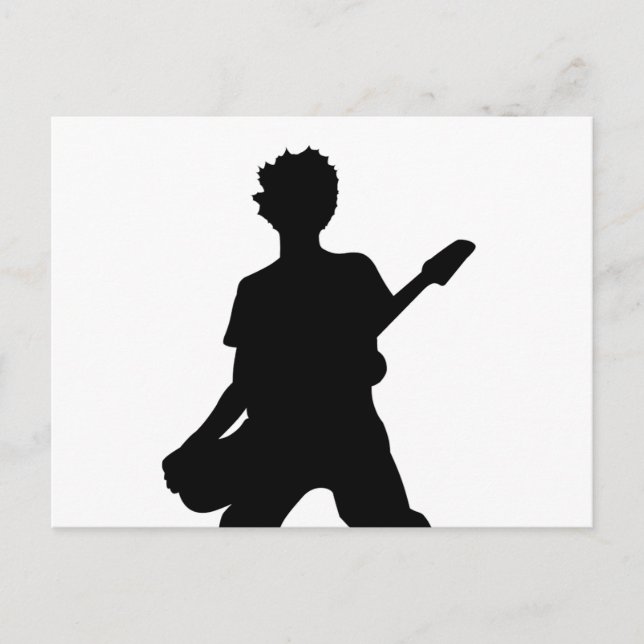 Cartão Postal Silhueta de Guitarrista - P&B (Frente)