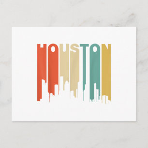 Cartão Postal Silhueta de Houston Texas estilo retrô dos anos 19