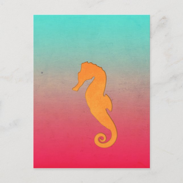 Cartão Postal Silhueta de laranja-marinho praia náutica simples (Frente)