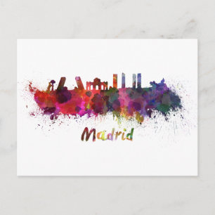 Cartão Postal silhueta de Madrid em aquarela