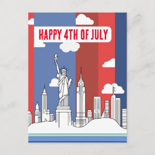 Cartão Postal Silhueta de Manhattan e Estátua da Liberdade 4 de 