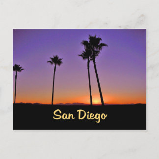 Cartão Postal Silhueta De Palmeiras Em San Diego