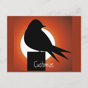 Cartão Postal Silhueta de Pássaro Preto Sol Thunder_Cove