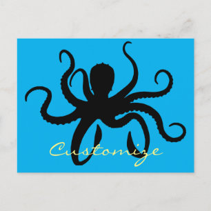 Cartão Postal Silhueta de polvo Thunder_Cove
