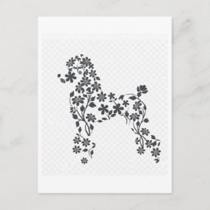Cartão Postal Silhueta de Poodle Floral Elegante - Arte de Cacho