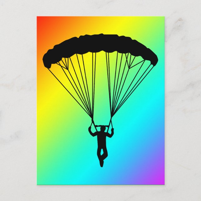 Cartão Postal silhueta de skydiver (Frente)