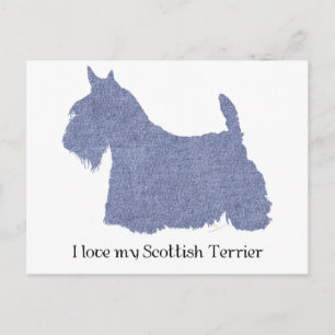 Cartão Postal Silhueta de Terrier Escocês em Jeans