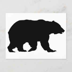 Cartão Postal Silhueta de Urso Pardo Caminhando da Esquerda para