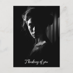 Cartão Postal Silhueta do rosto de uma mulher foto P&B