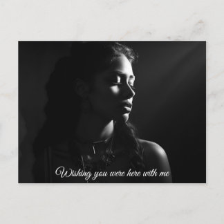 Cartão Postal Silhueta do rosto feminino Foto B&W