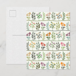 Cartão Postal Silhueta Floral Rapsódia Botânica Colorida