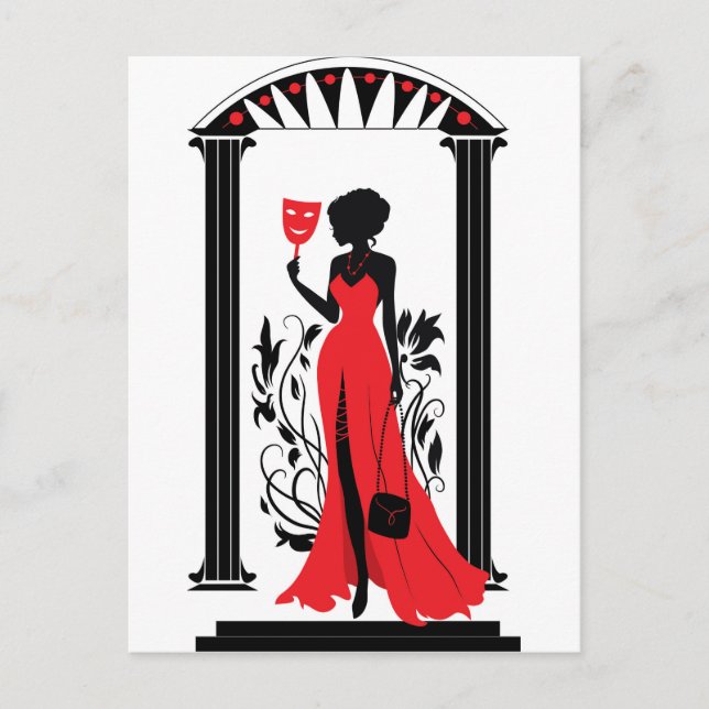 Cartão Postal Silhueta gráfica de uma mulher (Frente)