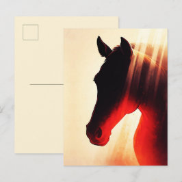 Cartão Postal Silhueta Majestosa de Cavalo Brilho Ardente do Ama