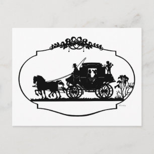 Cartão Postal Silhueta Romântica de Carruagem