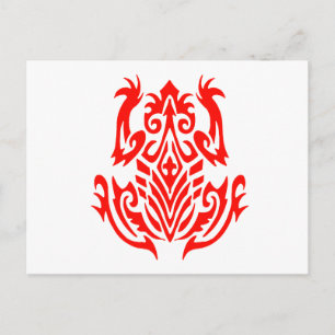 Cartão Postal Silhueta Tribal de Rã Vermelha