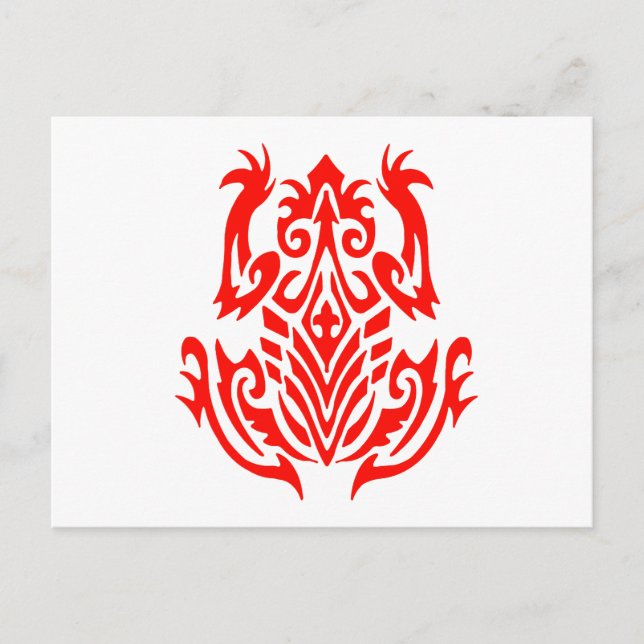 Cartão Postal Silhueta Tribal de Rã Vermelha (Frente)