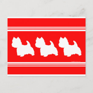 Cartão Postal Silhueta Westie Vermelha