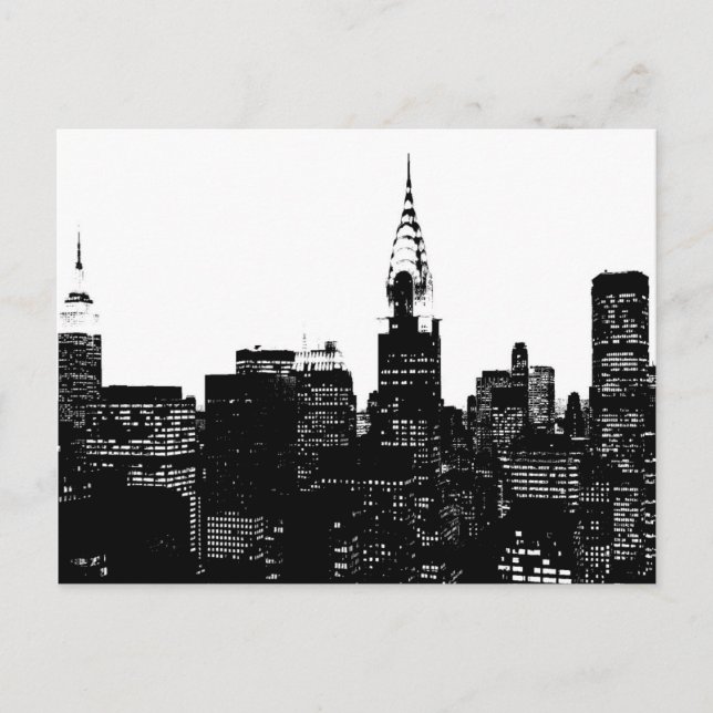 Cartão Postal Silhuette Black & White New York (Frente)